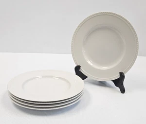 Set (5) Kiste & Fass Kathleen Wills Staccato 9 3/8" Salatteller weiß Perlen - Bild 1 von 5