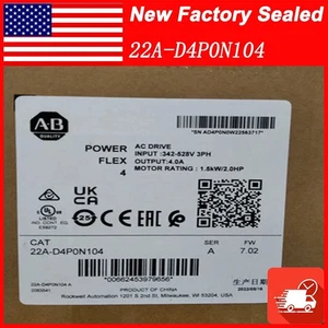 New Allen-Bradley 22A-D4P0N104 PowerFlex 4 1.5 kW 2 HP VFD AC Drive 22A D4P0N104 - Picture 1 of 4