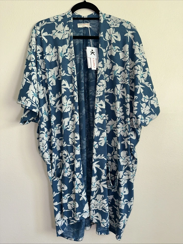 Natural by Known Supply 100 Organic Cotton Cover Up Kimono Size XS S s