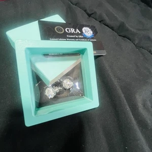 2CT Moissanite Earrings D VVS1 Platinum-Plated 925 Silver Halo Studs - Picture 1 of 9