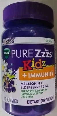 (CAD 10/25) Gomitas Vicks Pure Zzzs KIDZ + Melatonina Inmune Saúco y Zinc 42 Foto 1 de 4