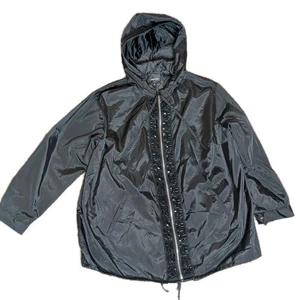 Simply Vera Vera Wang Black Embellished Wind Jacket Women's 1X Hood Zip Used VGC - Picture 1 of 8