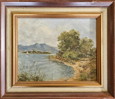 Sehr schön gerahmtes Landschafts Ölgemälde Ölbild - Chiemsee - signiert Mäder - Bild 1 von 4