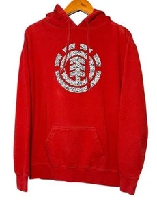 Sudadera con capucha roja Element vintage patinador grunge logotipo agujeros para el pulgar hombres talla grande - Imagen 1 de 12