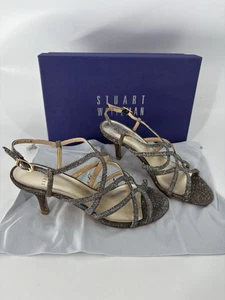 Stuart Weitzman Turning Up Sandals Heels Womens 5.5 Pyrite Silver Metallic - Picture 1 of 11