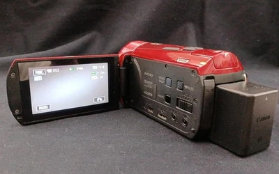 Canon IVIS HF M52 Video Camera Red w/ Battery, Power Cable Tested Used Japan - Image 1 of 4