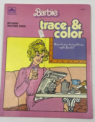 Vintage 1985 Barbie Trace & Color Book – Golden – Includes Tracing Tissue–Unused - Image 1 of 4