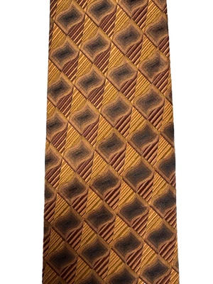Gravata masculina designer geométrica tecido laranja marrom gravata de seda JOSEPH & FEISS - Imagem 1 de 3