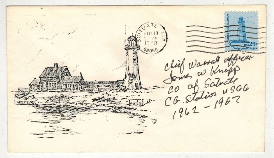 MASSACHUSETTS COAST GUARD SCITUATE MA LIGHTHOUSE SIGNED CHIEF OFFICER J KNAPP - Image 1 of 1