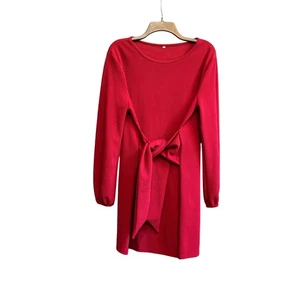 Rotes Langarmkleid mit Bindeband vorne, Damen XL - Bild 1 von 7