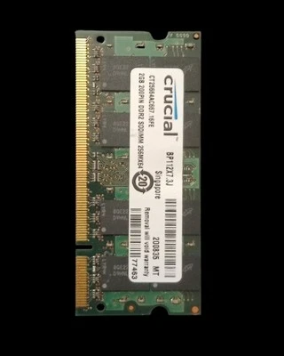 Crucial CT25664AC667 Memoria da 2 GB, DDR2, 667 MHz, PC2-5300, SODIMM - Immagine 1 di 3