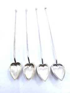 4 Vintage Watson Sterling Herzförmige Sipper Eistee Sipper, Rührstäbchen - Bild 1 von 3