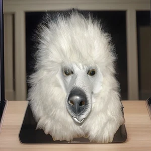 Máscara Completa Caniche Blanco Disfraz Animal Realista Unisex Halloween Juegos con disfraces utilería - Imagen 1 de 22