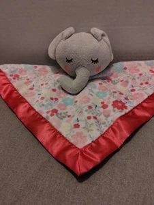 Manta de Seguridad Elephant Lovey Rosa Caliente Floral Felpa Borde Satinado Elección de los Padres - Imagen 1 de 4