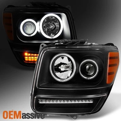 Faros proyectores de señal LED negros halo dobles CCFL para Dodge Nitro 2007-2012 Foto 1 de 4