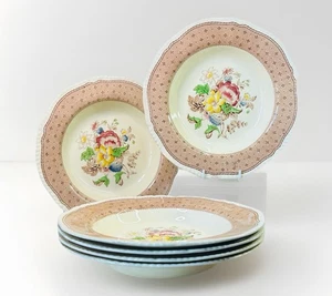 Vintage Set 6 Ridgeways Shelton Pottery Plymouth Transfer Dessert Bowls 8178 - Picture 1 of 10