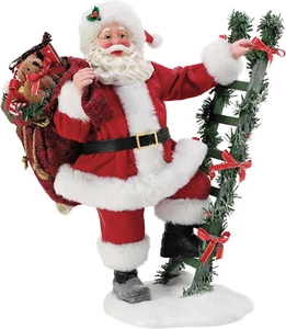 Possible Dreams Santa on Ladder Figurine - 11.5" Christmas Tradition Decor - Picture 1 of 12