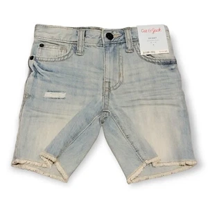 Cat And Jack Jean Shorts Girls Size 4 Skinny Adjustable Waist Cut-Off Denim Blue - Picture 1 of 4