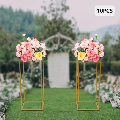 10Pcs Tall Gold Metal Flower Stand Wedding Table Centerpieces Decor Vase Colum - Image 1 of 4