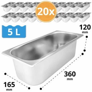 Eisbehälter 5 Liter 360x165x120 Edelstahl 20 Stück Eisschale Eisvitrine Eiscafe - Bild 1 von 2