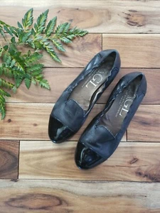 Agi Italy Attilio Giusti Leombruni Black Cap Toe Flat Leather 37 1/2" Ballet - Picture 1 of 9