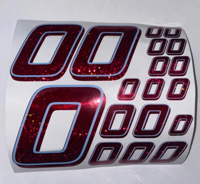 Red Sparkle w/ Red Sparkle Shadow/baby Blue. Outline #0’s Racing Numbers  Box L4 - Image 1 of 4