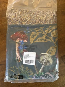 Nathalie Lete Velvet Throw Blanket Anthropologie Woodland Mushrooms Fringe NEW - Picture 1 of 4