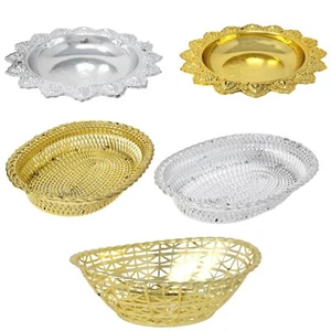 2 x Poppadom Servierkorb Tablett Brotrolle Naan Roti Snack SILBER oder GOLD - Bild 1 von 21