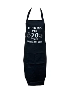 Apron “It Took Me 50 Years To Look This Good” Full Bib Novelty Kitchen BBQ Pinny - Picture 1 of 2