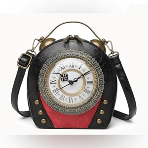 Women Classic Retro Clock Shaped Crossbody Shoulder Bag Handbag - Picture 1 of 6