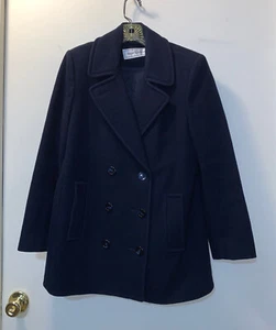Vintage Mackintosh Peacoat 100% Wool Navy Blue Jacket - Size 14 - Picture 1 of 2