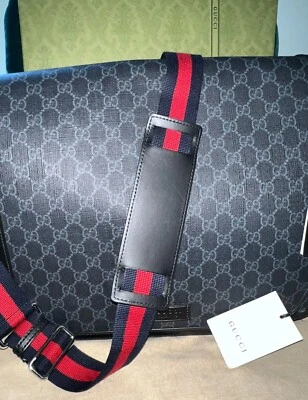  Gucci GG Supreme Medium Diaper Bag Black 100% Real Authentic Gucci  - Image 1 of 4