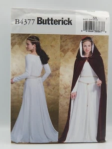 Butterick 4377 Fräulein Kostüm Muster ungeschnitten Renaissance Mittelalter Kleid Umhang - Bild 1 von 2