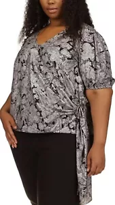 2X MICHAEL Michael Kors Women's Plus Metallic Paisley-Print Wrap Top. - Picture 1 of 3