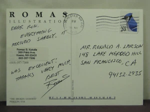 signed by artist Romas Kukalis, art postcard thanking me for a thank you gift - Picture 1 of 2