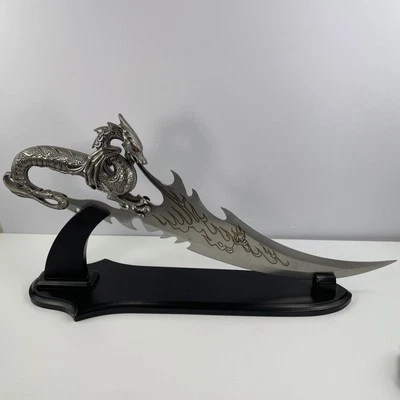 "Espada dragón utilería de acero con soporte World of Warcraft cosplay daga espada DnD 20""" Foto 1 de 4