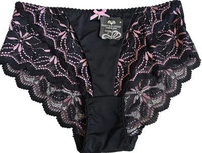 Mujer Talla M/L Negro con Rosa Confort Bragas con Encaje Elegante Bikini Encaje Foto 1 de 4