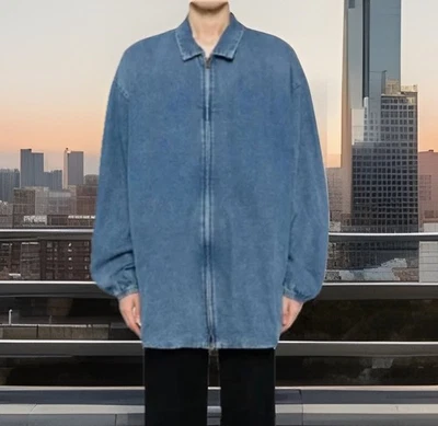 Fear Of God Essentials Camisa Denim Chaqueta Cazadora Gran Tamaño Cremallera Completa Talla XS NUEVA CON ETIQUETAS Foto 1 de 4