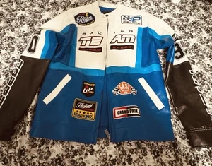 Copper Rivet Jacket - Moto Racing - Blue -white-Back Size M - Picture 1 of 5
