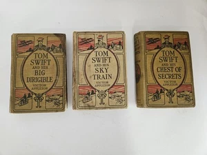 Antique Tom Swift book Set Of 3 - His Chest of Secrets, Sky Train, Big Dirigable - Picture 1 of 5