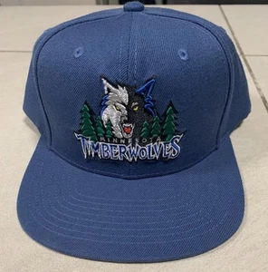 Minnesota Timberwolves Mitchell And Ness Snapback Hat - Blue Woods - Picture 1 of 5