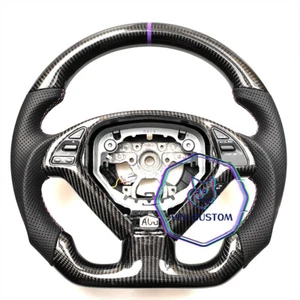 REAL CARBON FIBER Steering Wheel FOR INFINITI g37g25 G37X PURPLE LINE/STRIPE - Picture 1 of 7
