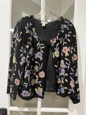 22W Draper’s and Damon’s Mujer Negro Cuentas Floral Chaqueta  Foto 1 de 4