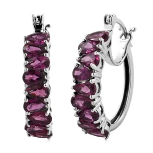 Orissa Rhodolite Garnet Hoop Earrings in Platinum Over Sterling Silver 4.65 ctw - Picture 1 of 5