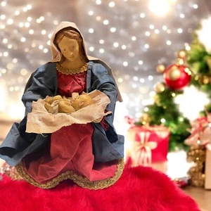 Clothtique Paper Mache Virgin Mary & Christ Child Dated 1985 VTG 7” - Picture 1 of 6