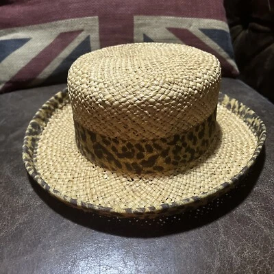 Sombrero de paja Kokin con estampado de leopardo talla S Foto 1 de 4