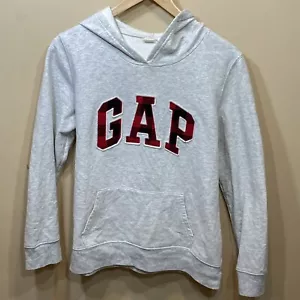 Gap Womens Hoodie Large Gray And Red Plaid Center Spell-out Kangaroo pocket Hood - Picture 1 of 8