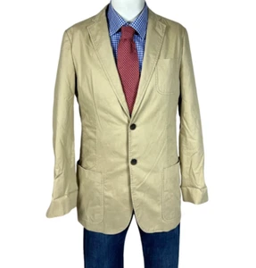 Stafford Sport Coat Cotton Partial Lined Beige SLIM Working Cuff Men's 40R Nice. - Picture 1 of 11