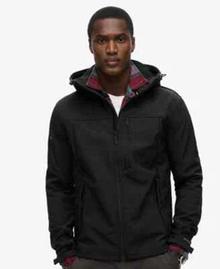Superdry Jacket Hooded Softshell Trekker Jacket Coat Zip Pockets Black - Picture 1 of 8
