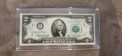 1976 2 Dollar Bill Star Note B00230793* Rare Low Serial Number Misalignment  - Image 1 of 2